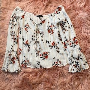 Kendall & Kylie, PAC Sun, Floral Long Sleeved Off The Shoulder Top, Size XS